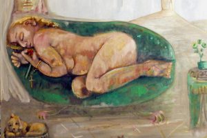 Bei sich, 2022 80 x 100 cm, Öl auf Leinwand, Iris Alvarenga